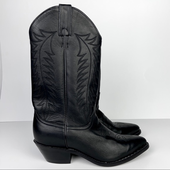 Justin Womens Black Leather Western Boot 6 B - Picture 2 of 16